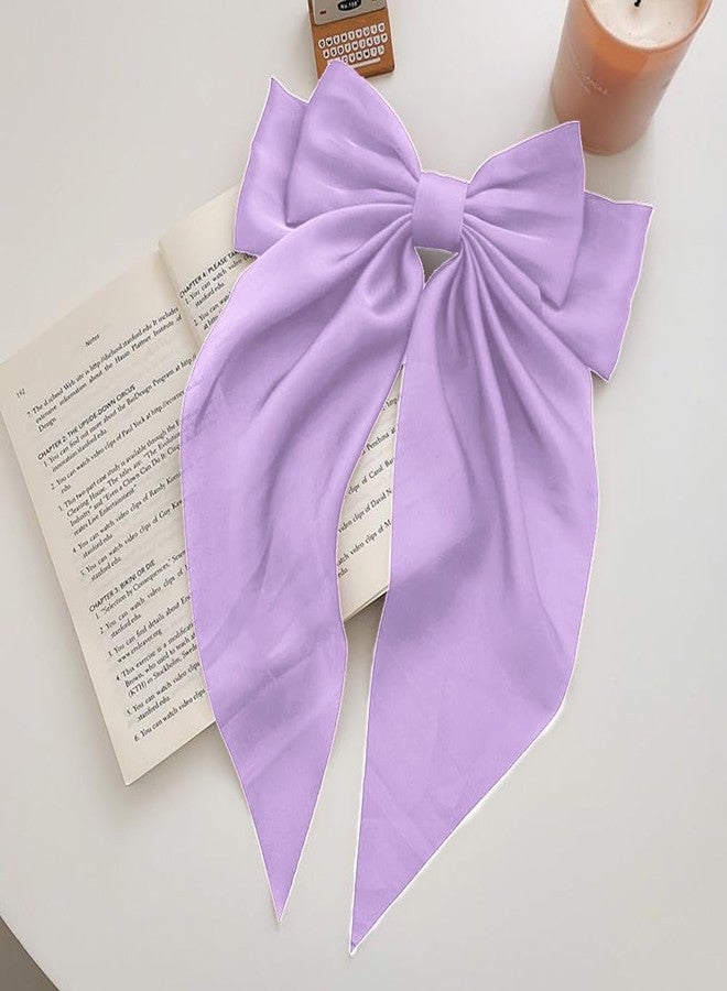 LAOTIDui Hair Bows for Women,Big Purple Bow,Large Hair Bows Long Tail,Bow Hair Clips,Satin Hair Bow,Girls Hair Bows,Hair Bows Clips,Hair Accessories Hair Bows - Image 5